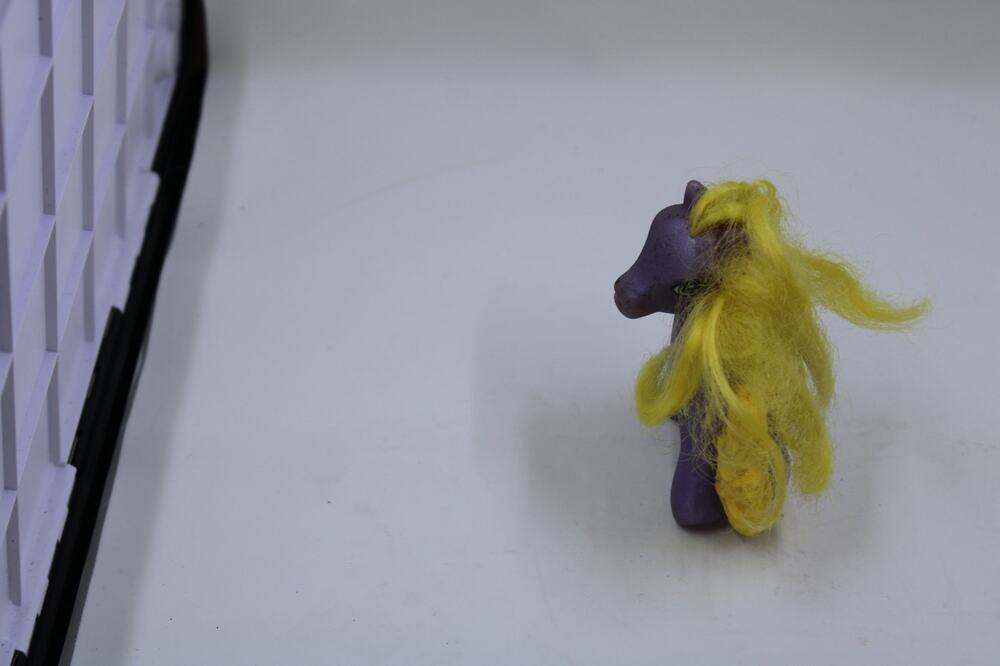 2 Vintage one pink one purple Pony Toy Yellow Hair Sun Symbol